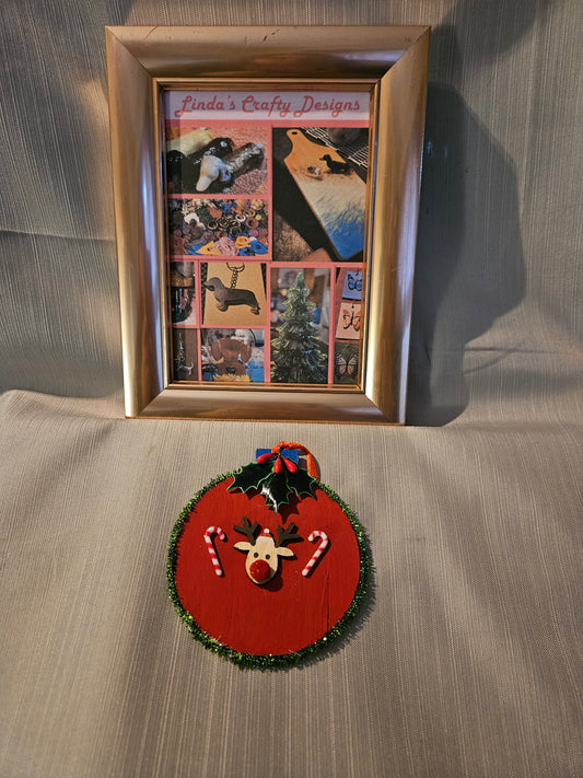 Wood Ornament - Holiday Reindeer #520