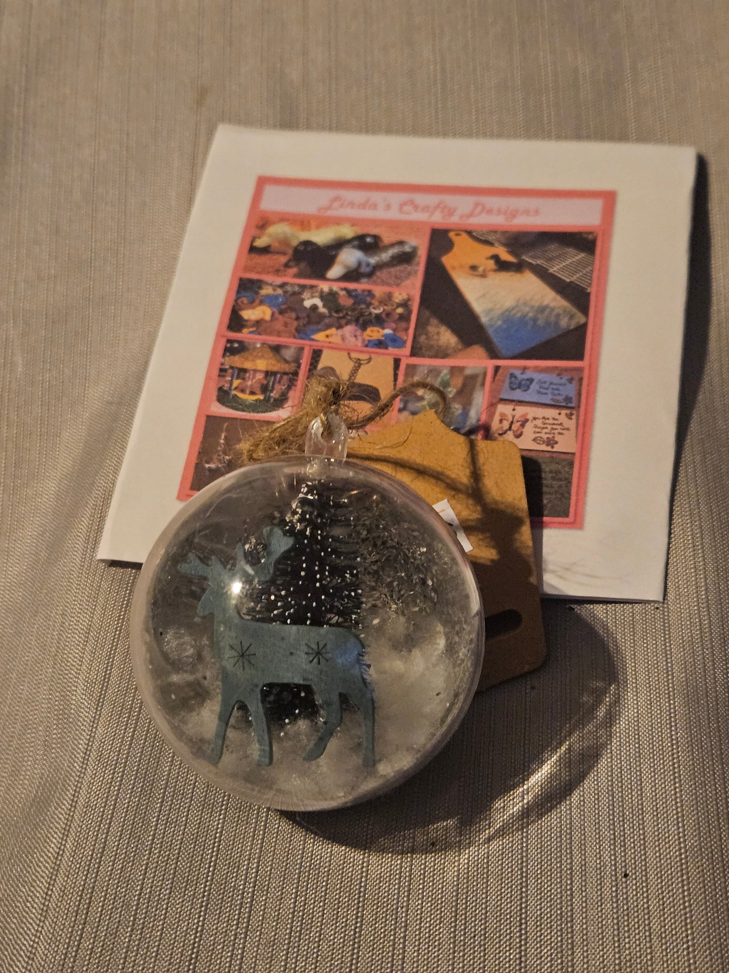 Plastic Ornament - Snow, Tree  and a Reindeer #464