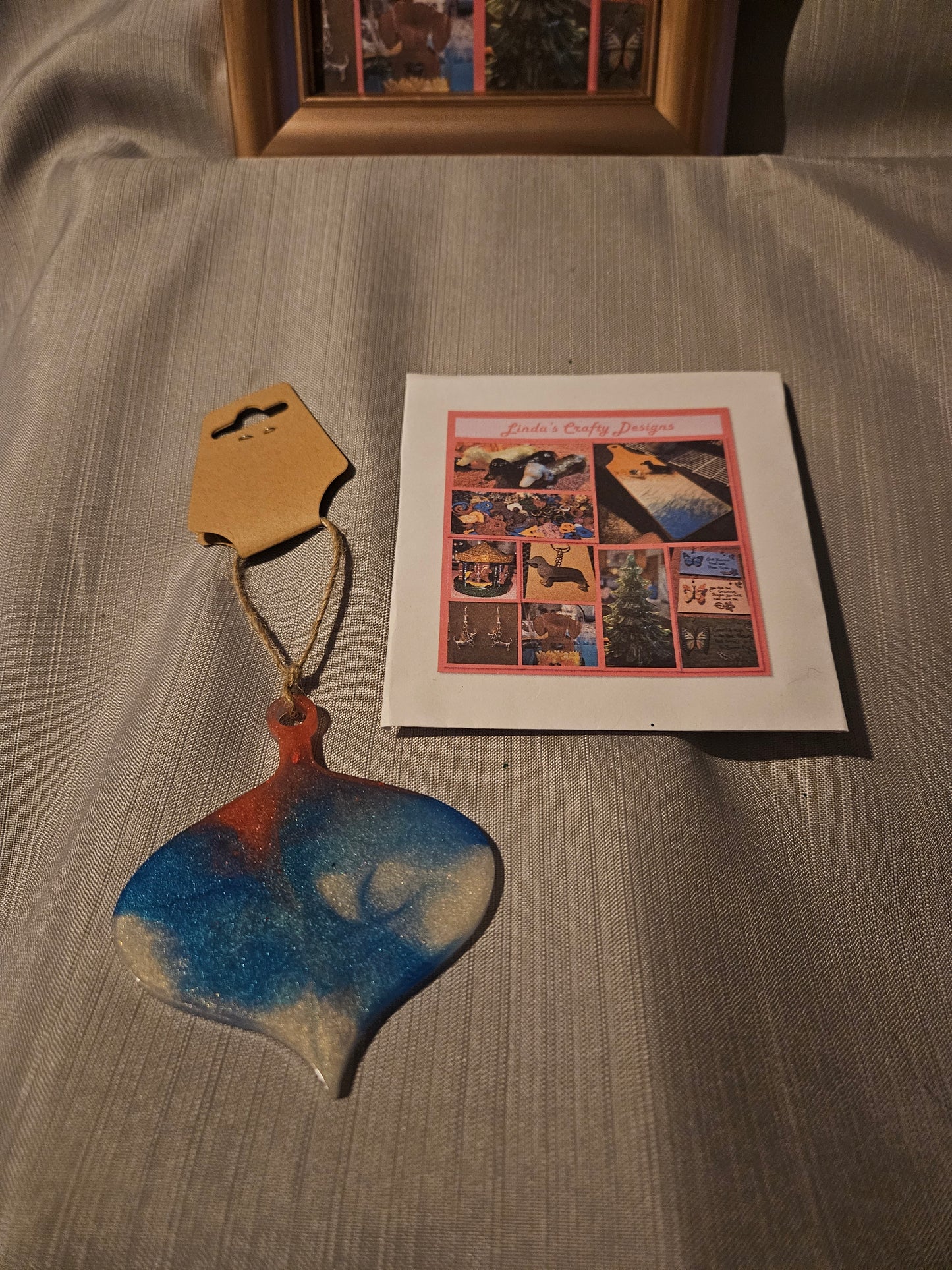 Resin Ornament - Pink White and Blue 2 #575