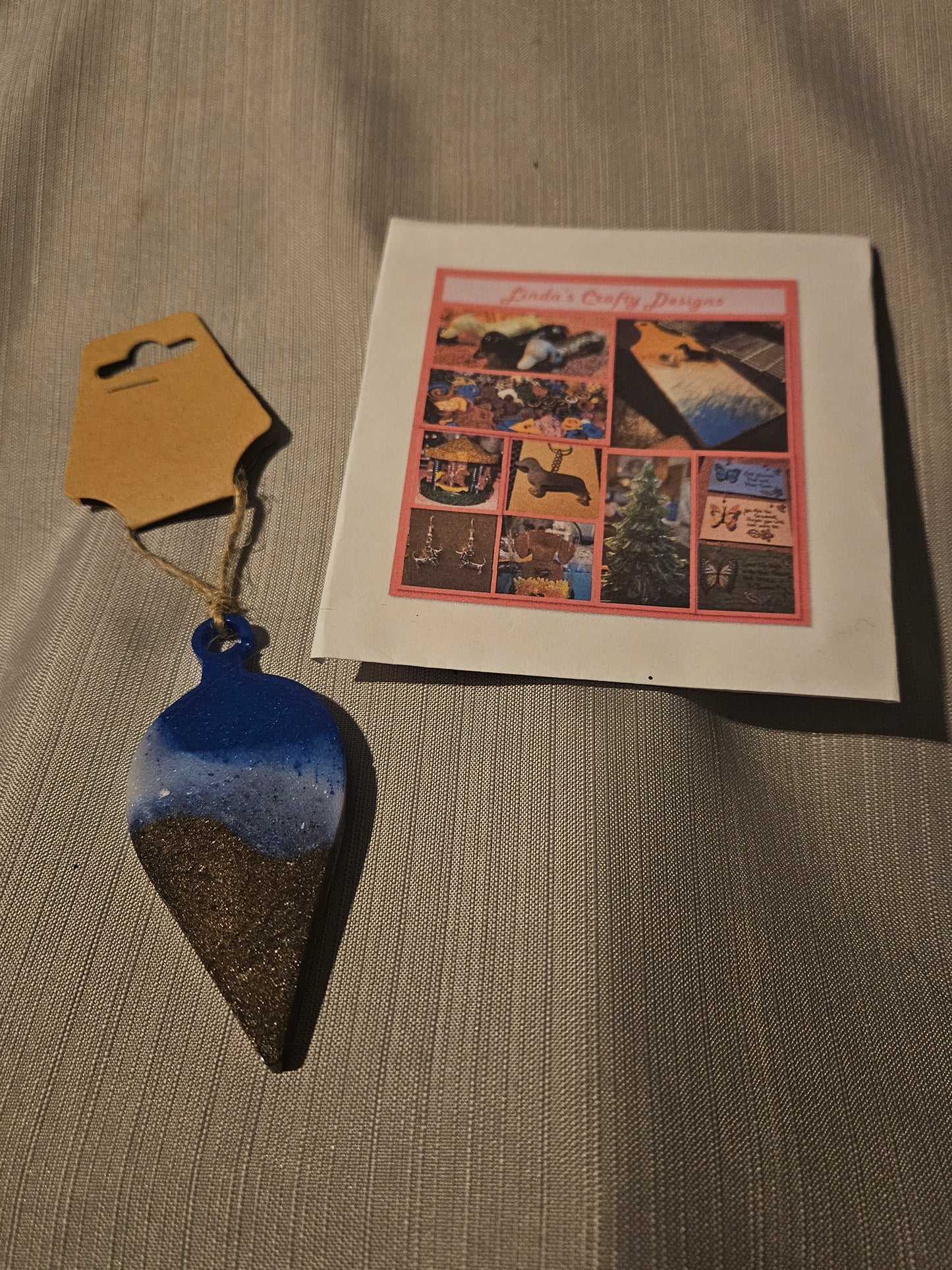 Resin Ornament - Blue White and Gold 1 #556