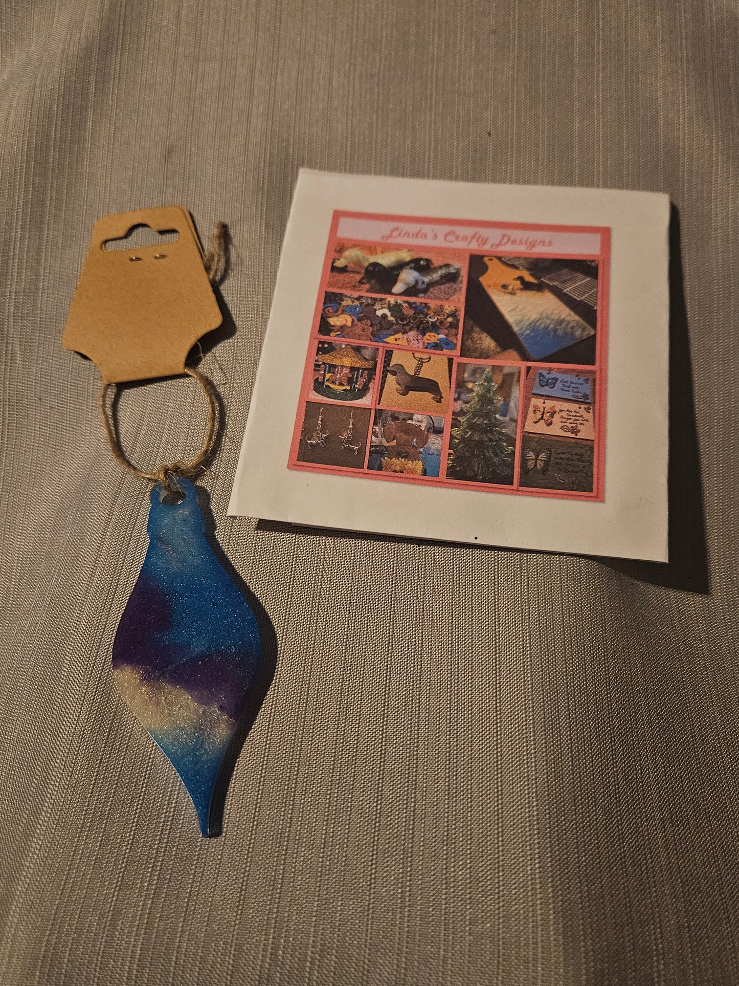 Resin Ornament - Blue White and Purple 5 #572
