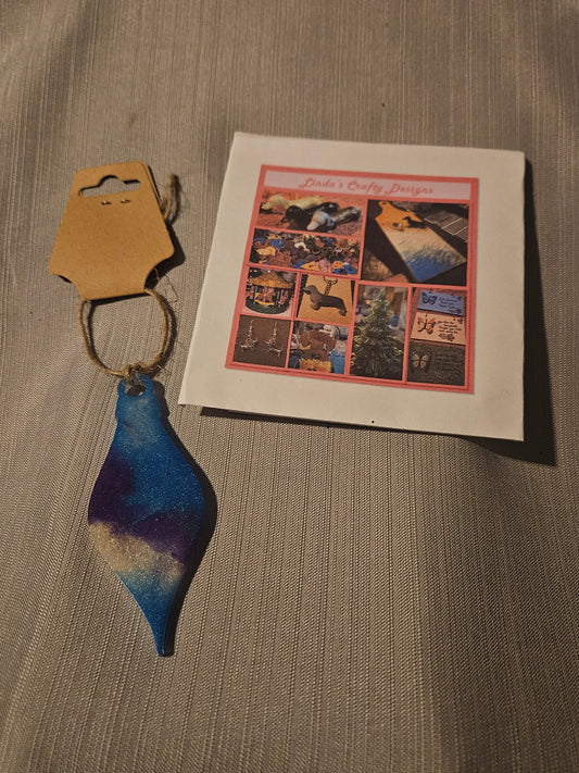 Resin Ornament - Blue White and Purple 5 #572