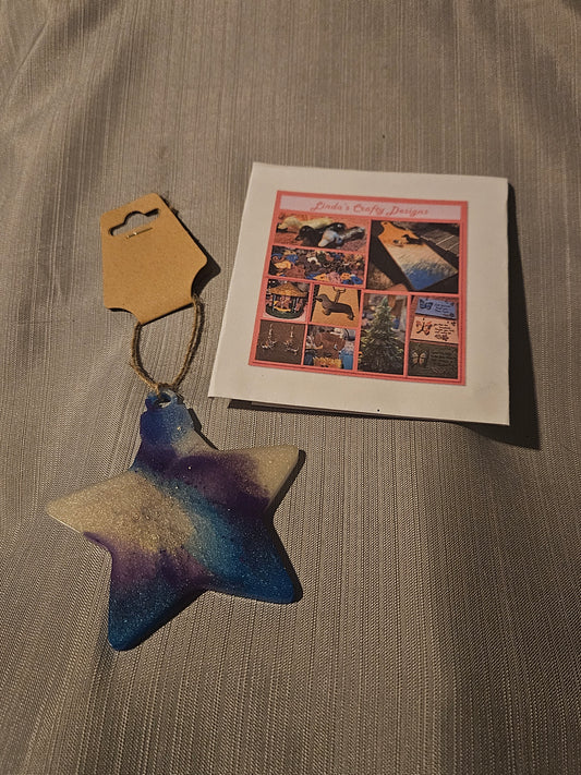 Resin Ornament - Blue White and Purple 6 #573