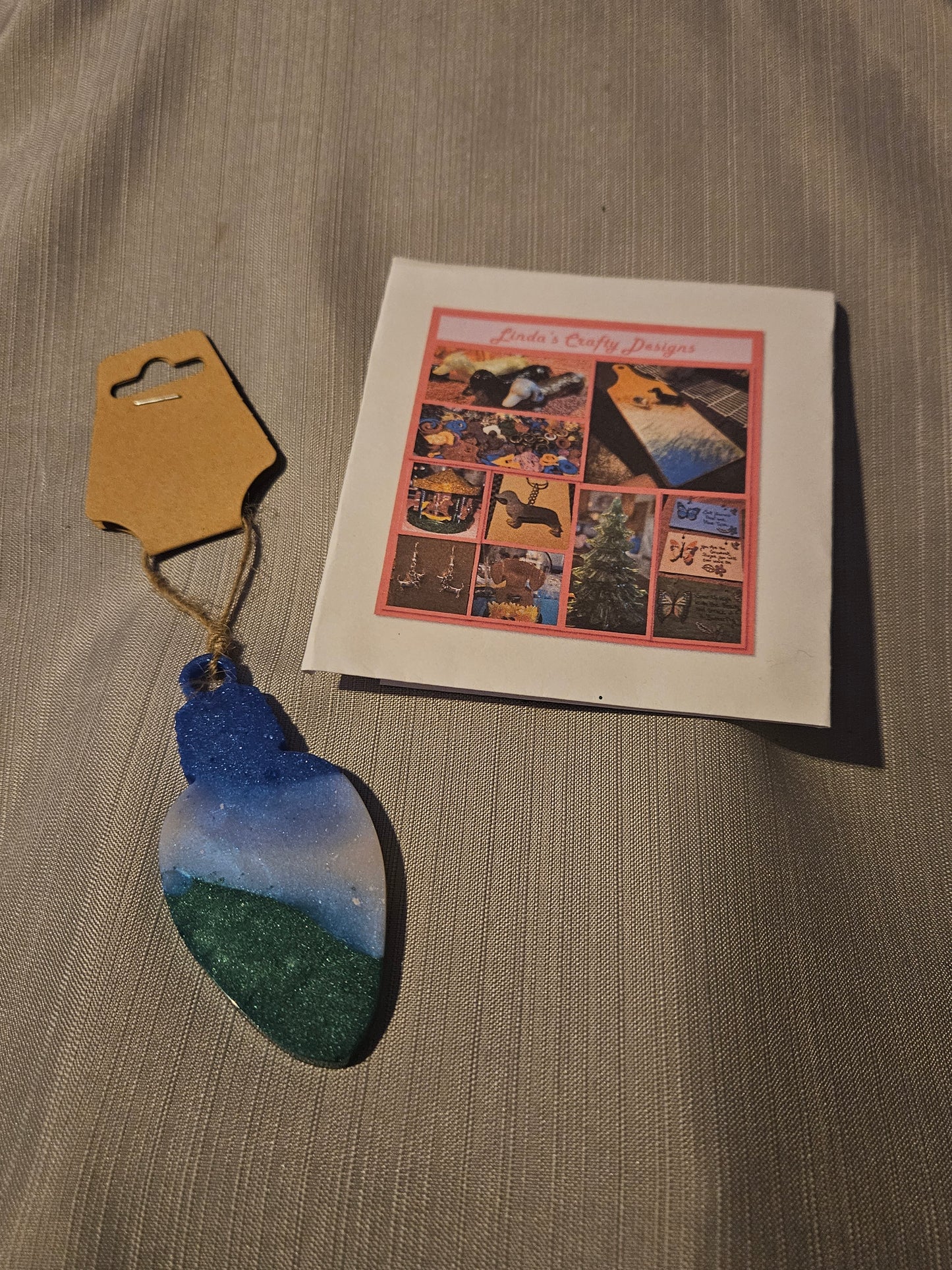 Resin Ornament - Blue White and Green 3 #564