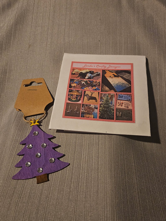 Wood Ornament - Little Tree - Purple #544. 545