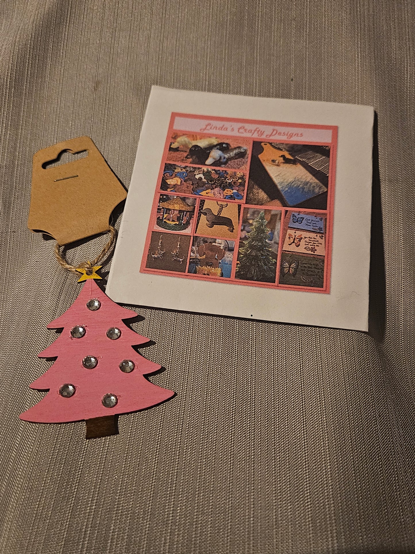Wood Ornament - Little Tree - Pink #540. 541
