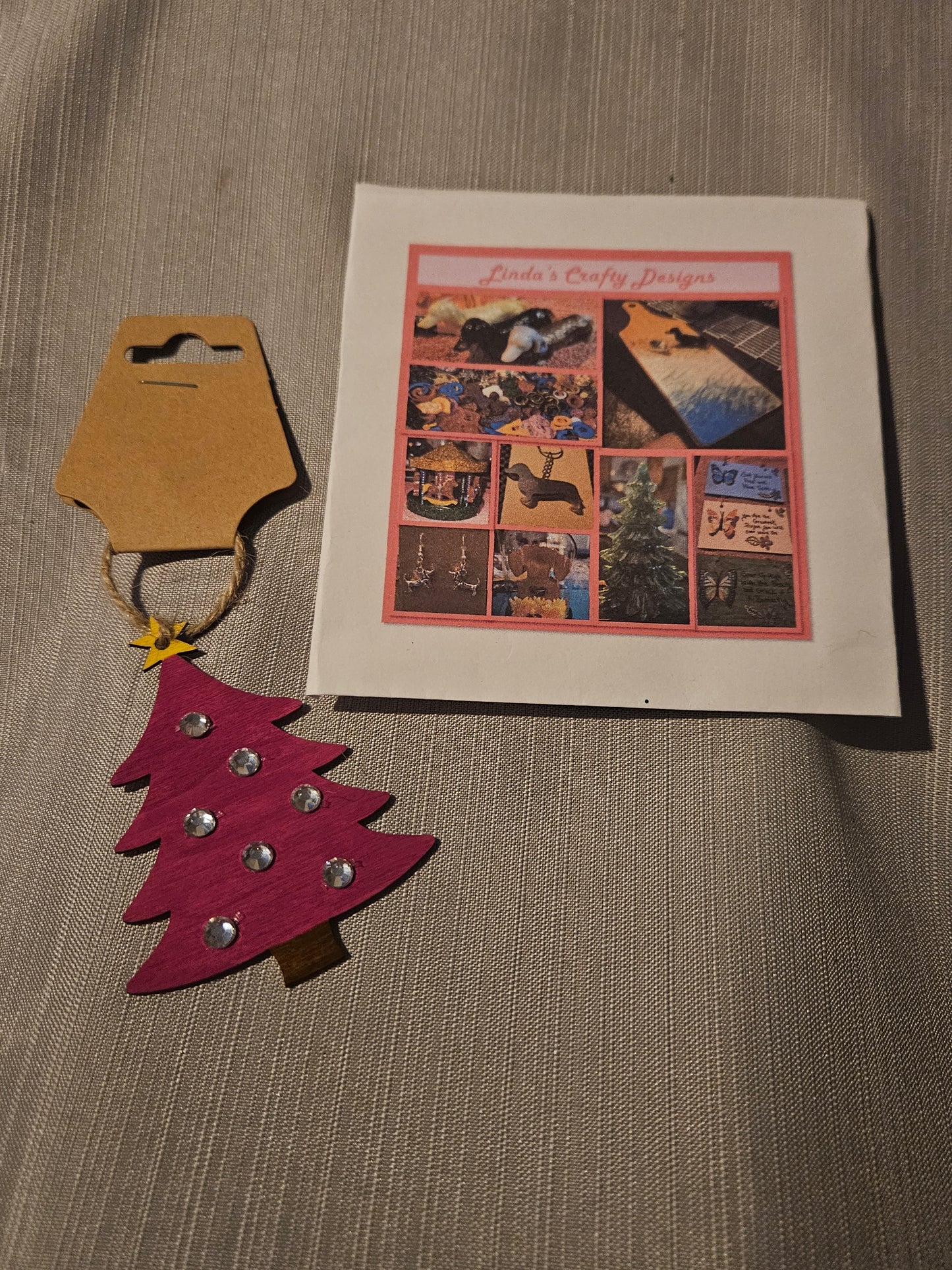 Wood Ornament - Little Tree - Fushia #542. 543