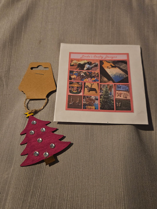 Wood Ornament - Little Tree - Fushia #542. 543