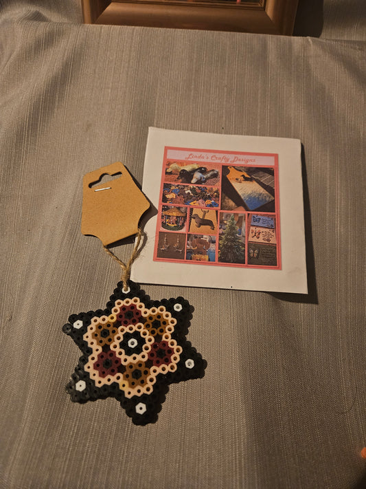 Plastic Melts Ornament - Black and Brown Star #580