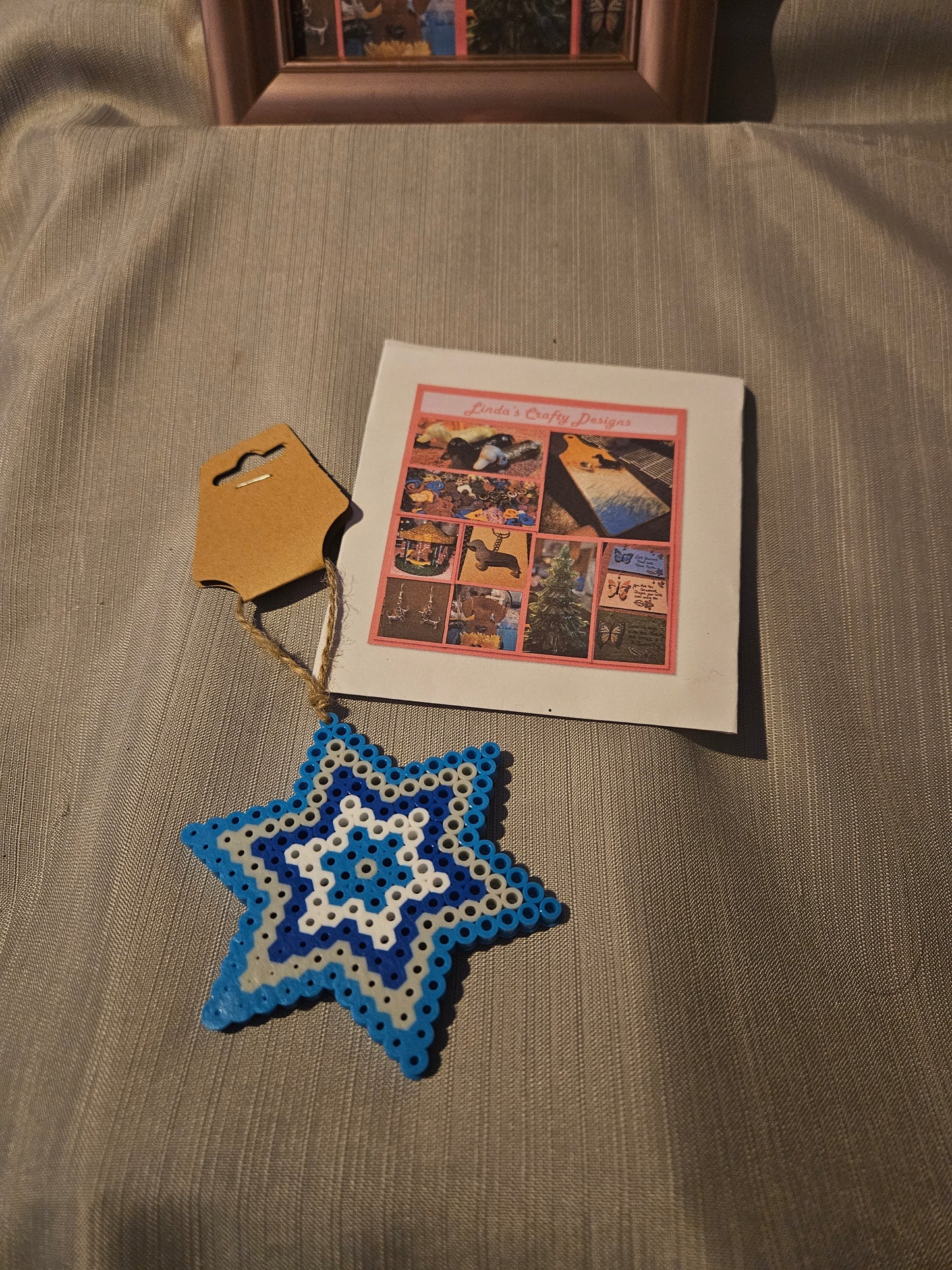 Plastic Melts Ornament - Blue and White Star #583