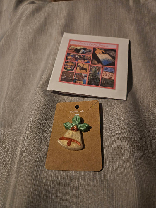 Resin Pin - Holiday Bell and Holly #591. 592