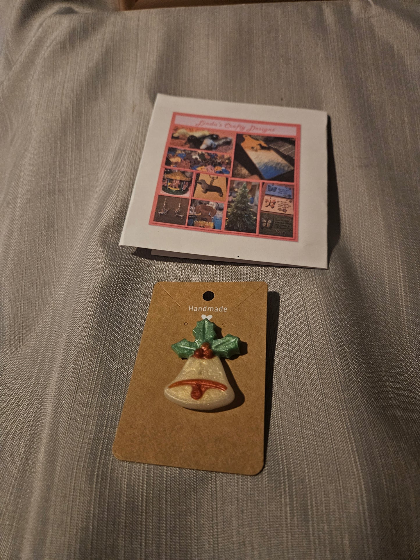 Resin Pin - Holiday Bell and Holly #591. 592