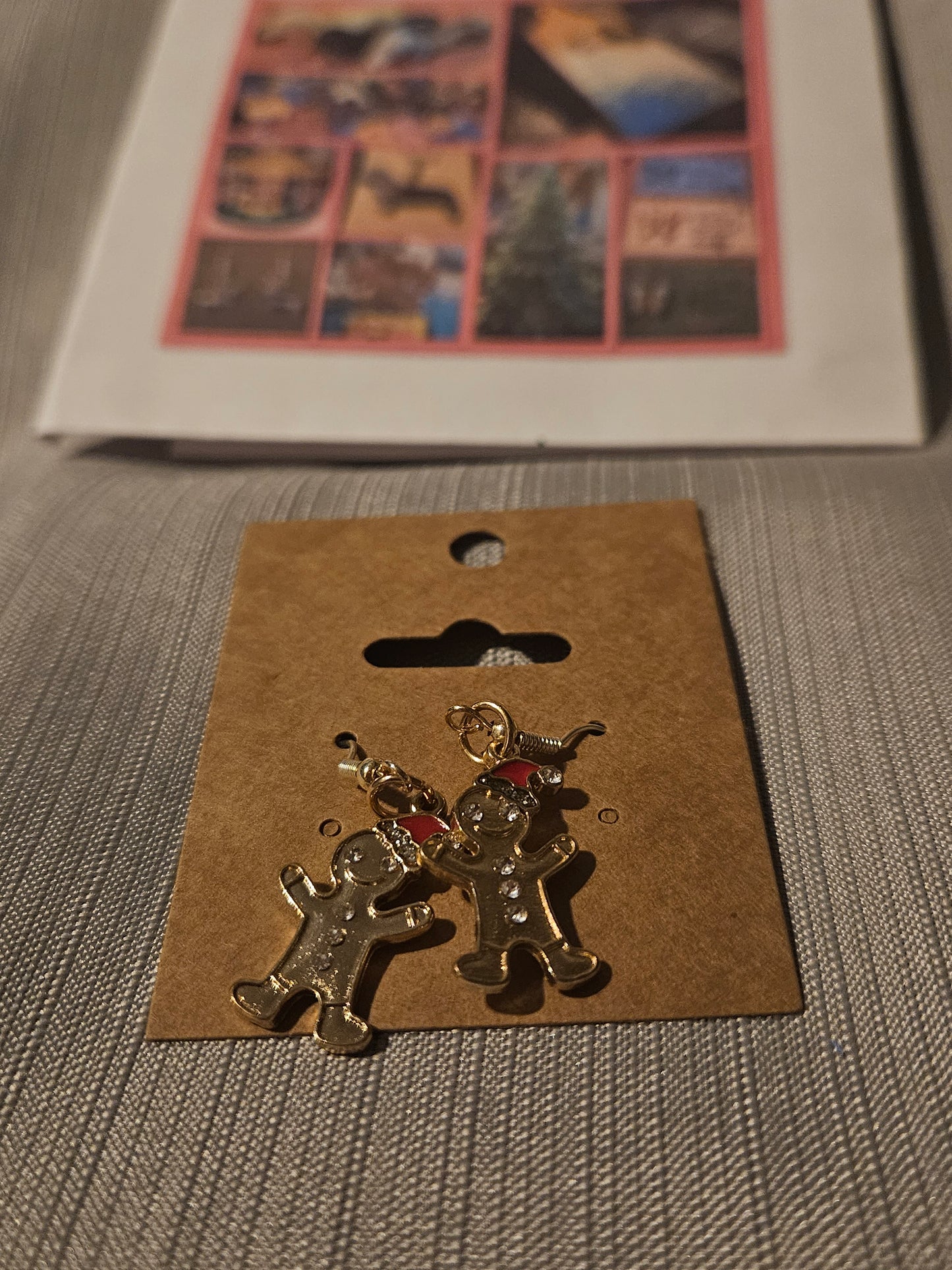 Metal Earrings (Hook) - Holiday Gingerbread Men #625