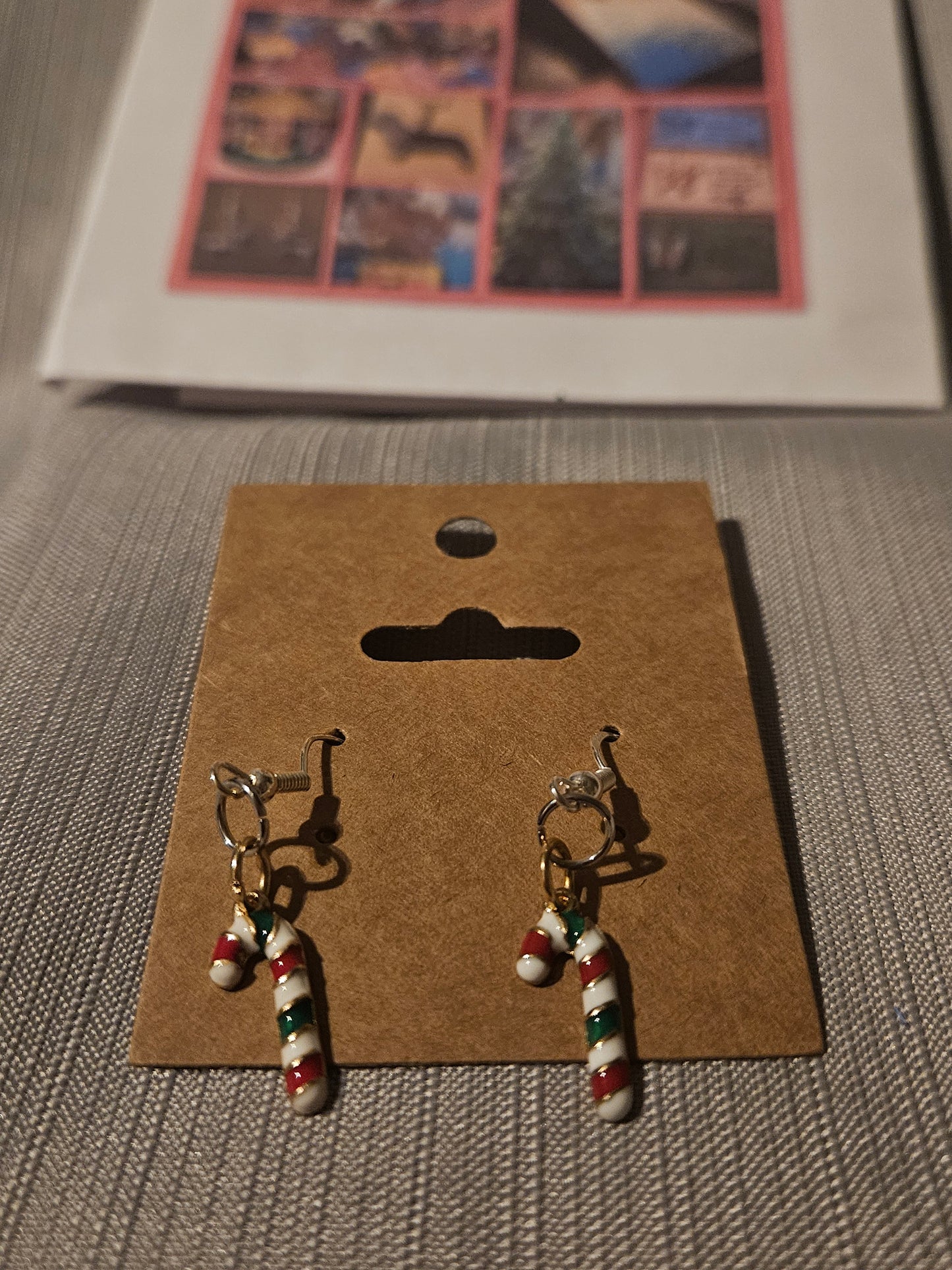 Metal Earrings (Hook) - Holiday Candy Canes #626