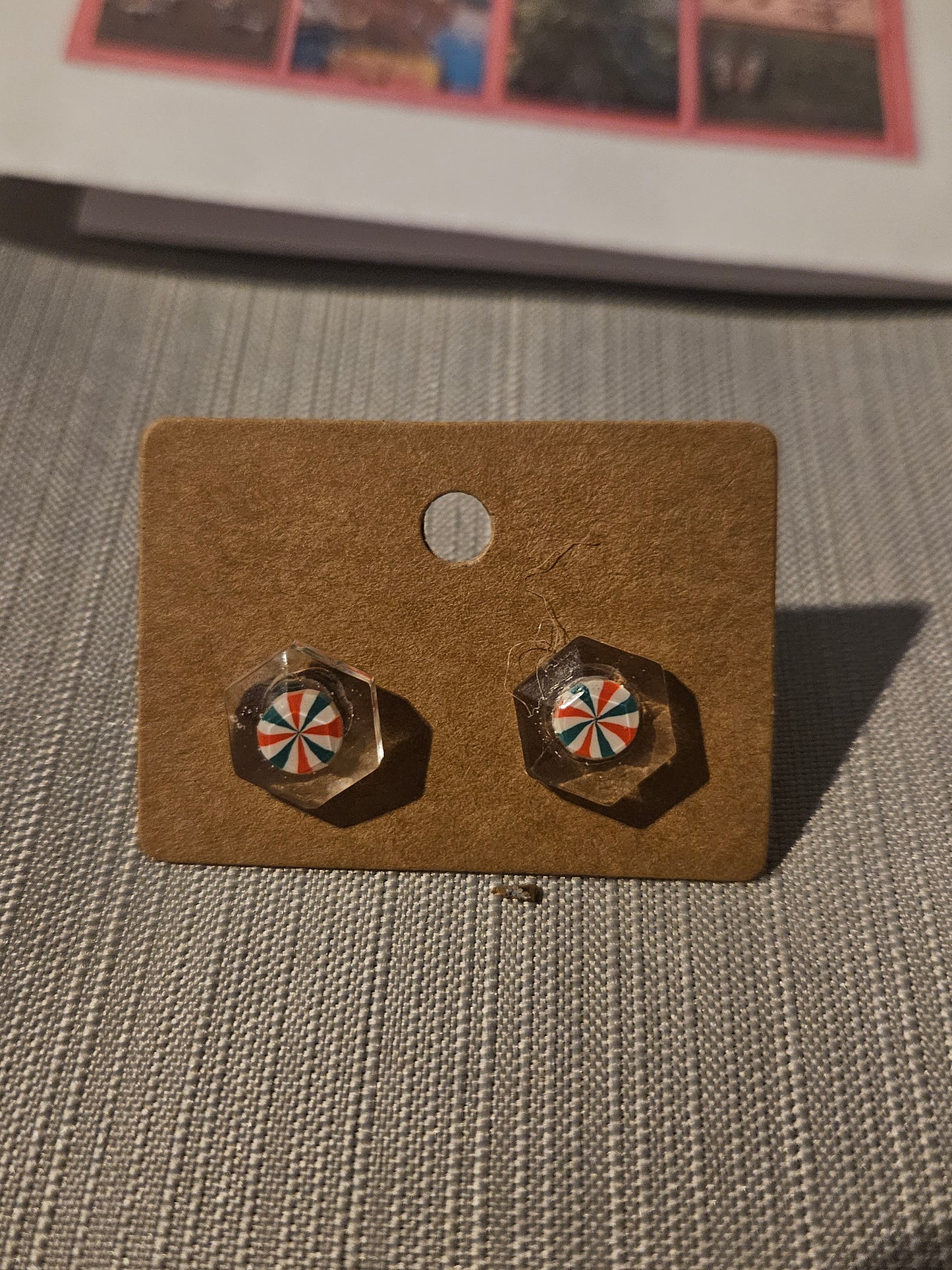 Resin/Metal Earrings (Posts) - Holiday Candies #613