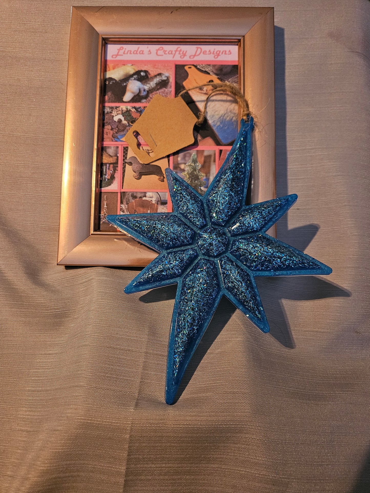 Resin Ornament - Extra Large 2-Toned Star (Teal/Blue) #514