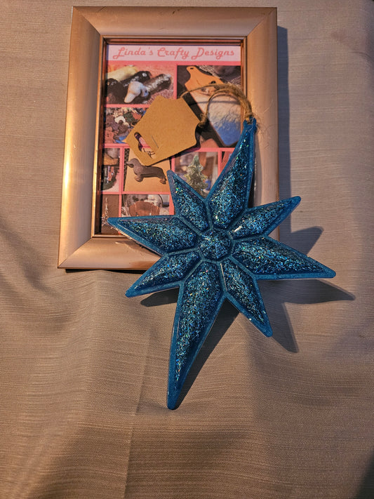 Resin Ornament - Extra Large 2-Toned Star (Teal/Blue) #514