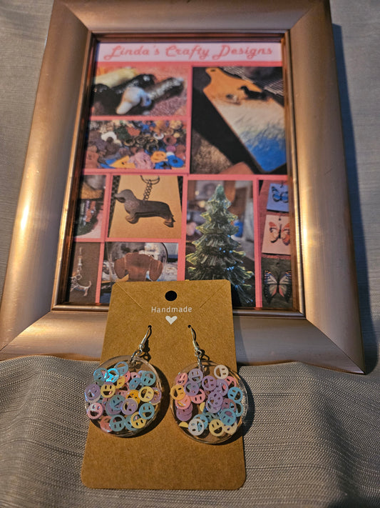 Resin/Metal Earrings (Hook) - Round of Smiles #273