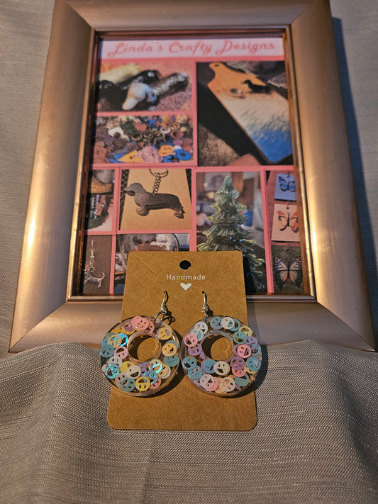Resin/Metal Earrings (Hook) -Circle of Smiles #277