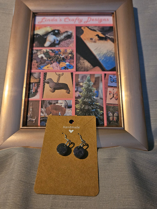 Resin/Metal Earrings (Hook) - Purple Circles #63