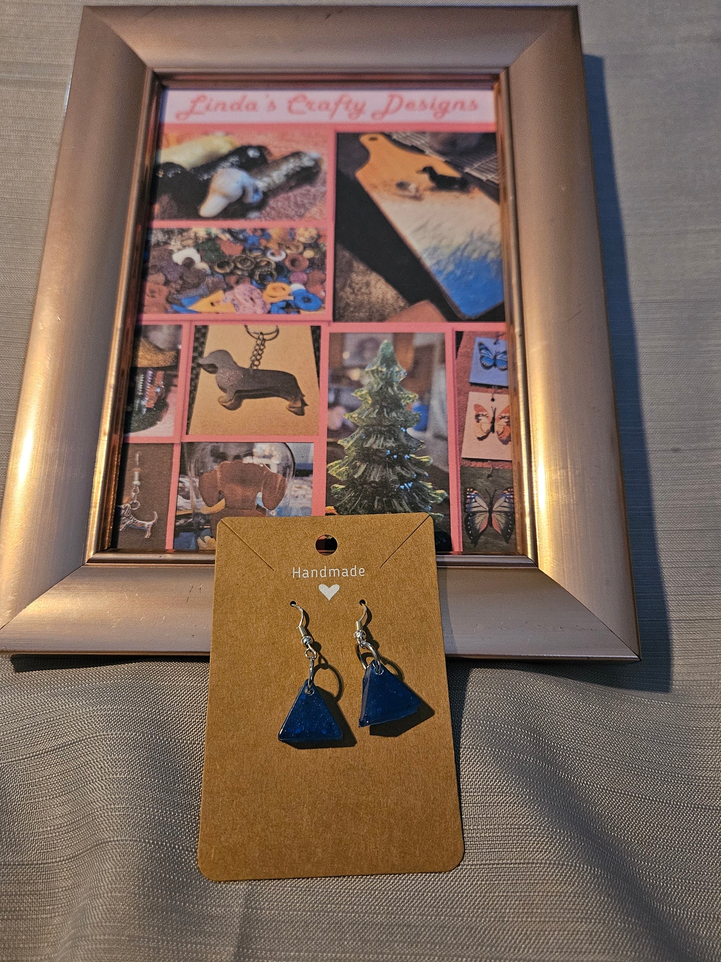 Resin/Metal Earrings (Hook) - Little Blue Triangles #290
