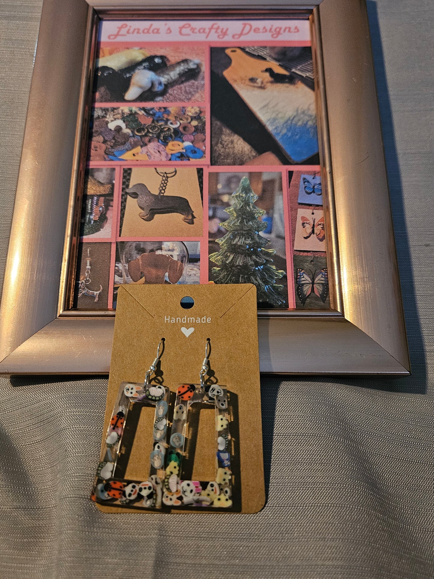 Resin/Metal Earrings (Hook) - Animal Rectangles #295