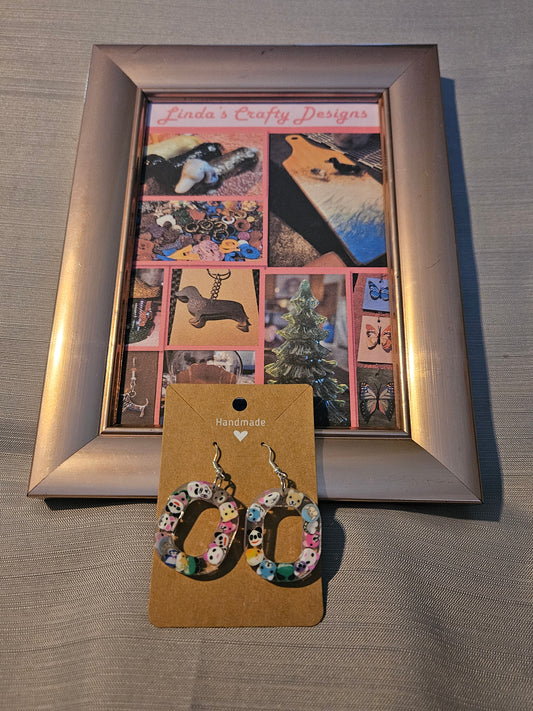 Resin/Metal Earrings (Hook) - Animal Ovals #288