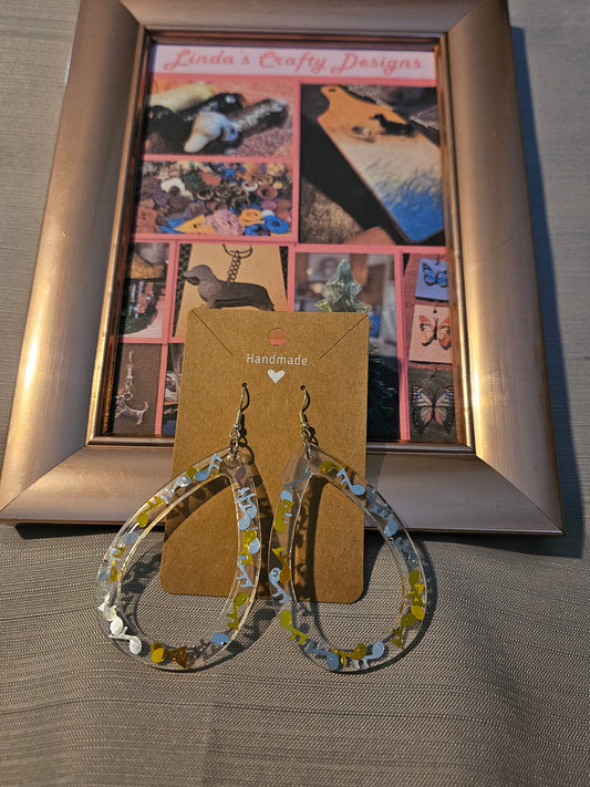Resin/Metal Earrings (Hook) - Music in Teardrops #243