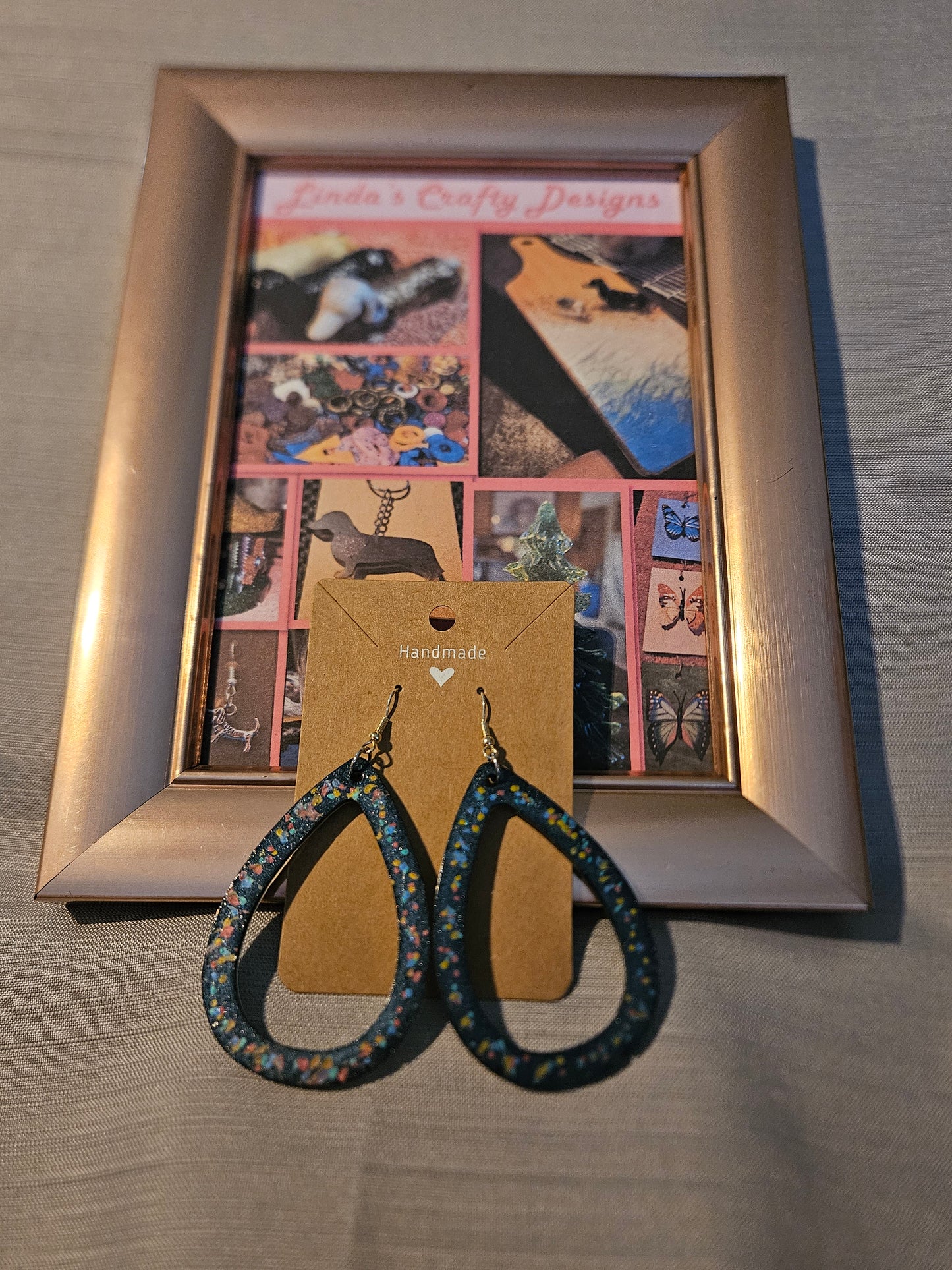 Resin/Metal Earrings (Hook) - Sparkles in Blue #276