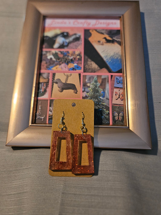 Resin/Metal Earrings (Hook) - Rectangle Dangles #271