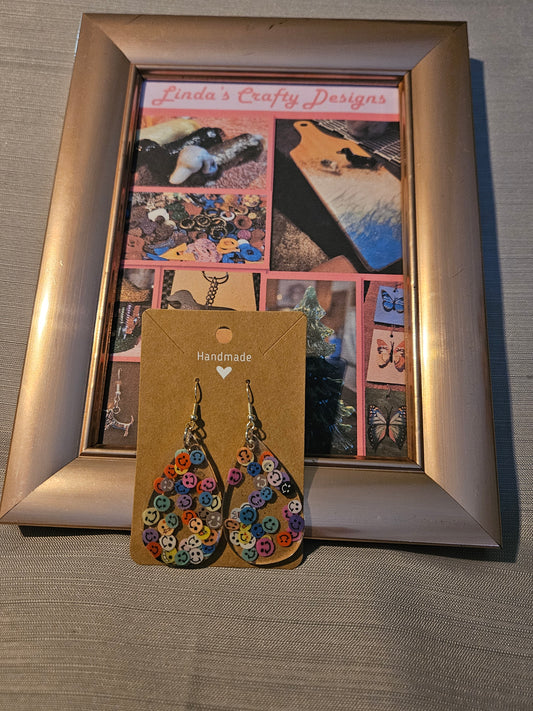 Resin/Metal Earrings (Hook) - Happy Face Teardrops #236