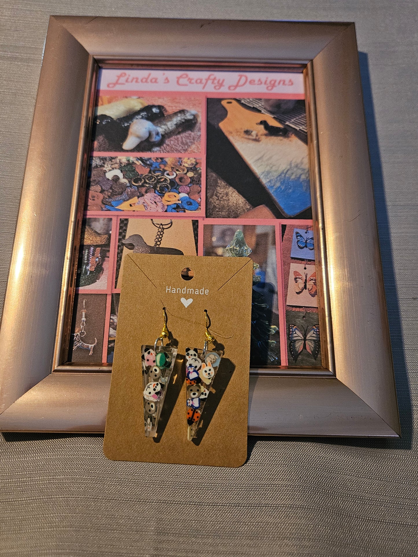 Resin/Metal Earrings (Hook) - Animals Triangles #253