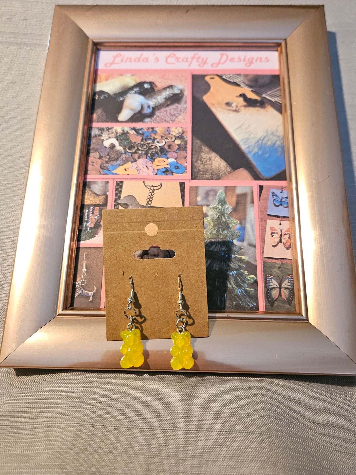 Plastic/Metal Earrings (Hook) - Yellow Gummy Bears #51