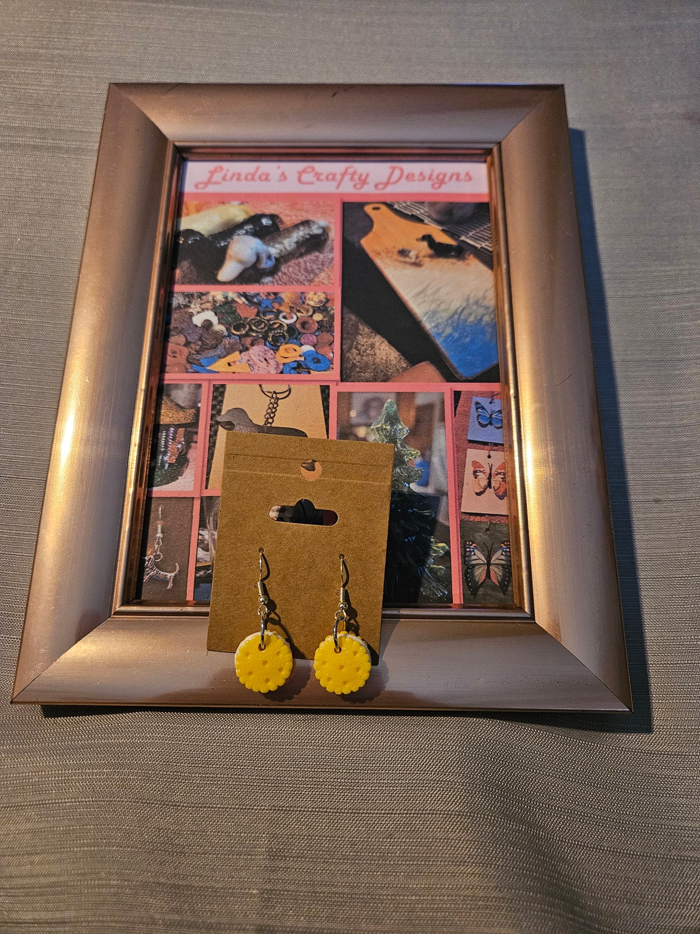 Plastic/Metal Earrings (Hook) - Yellow Cookies #381
