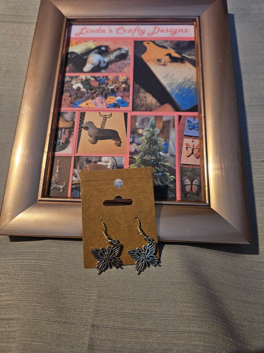 Metal Earrings (Hook) - Butterflies #11