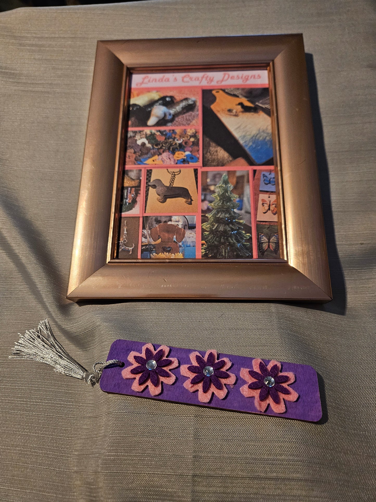 Wood Bookmark - Purple and Pink Flowers #128