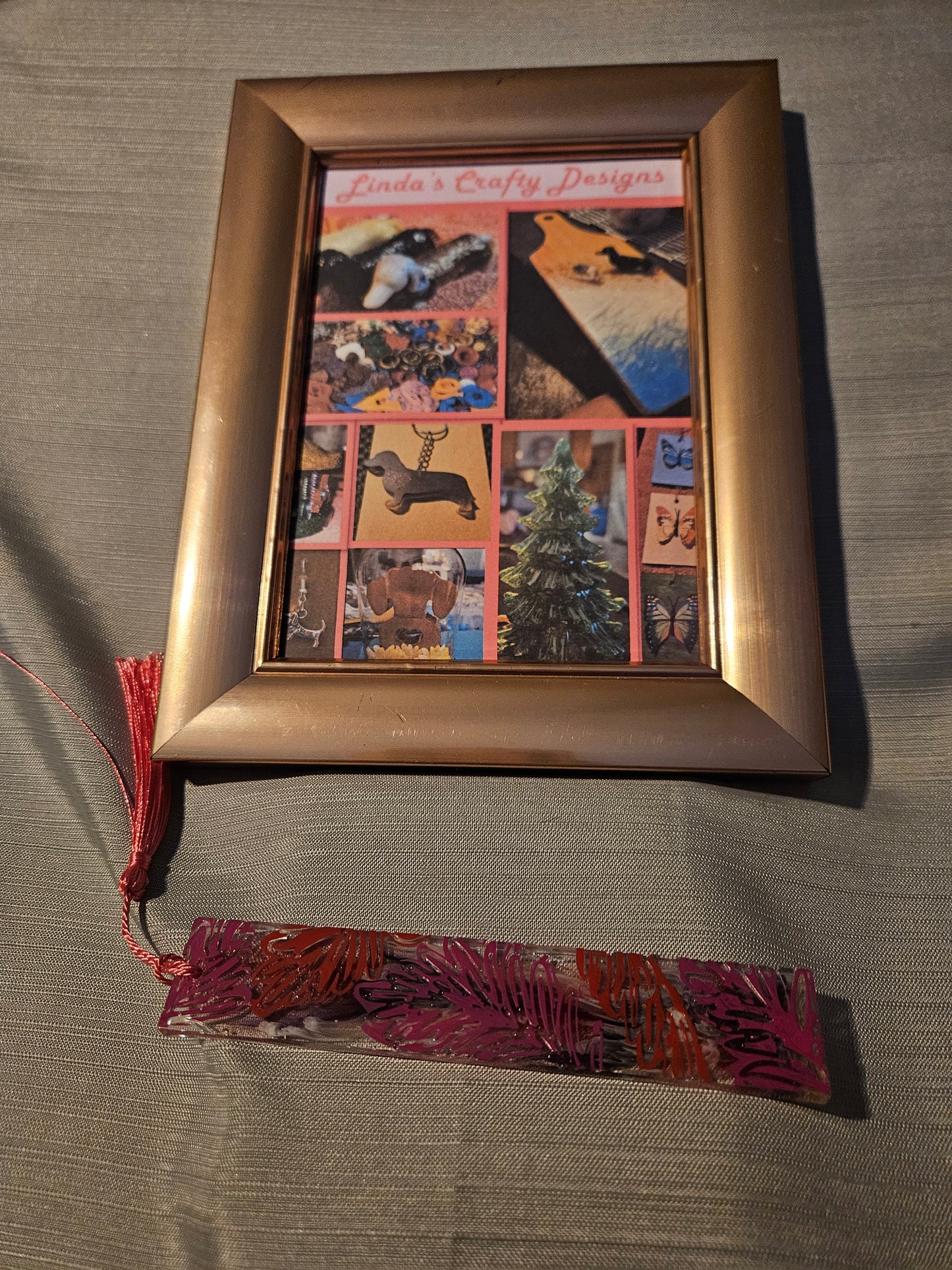 Resin Bookmark - Red and Pink Leaves #123