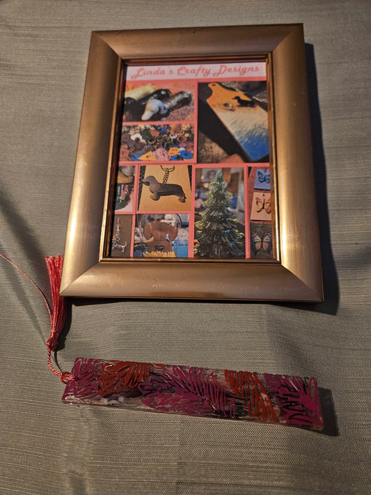 Resin Bookmark - Red and Pink Leaves #123