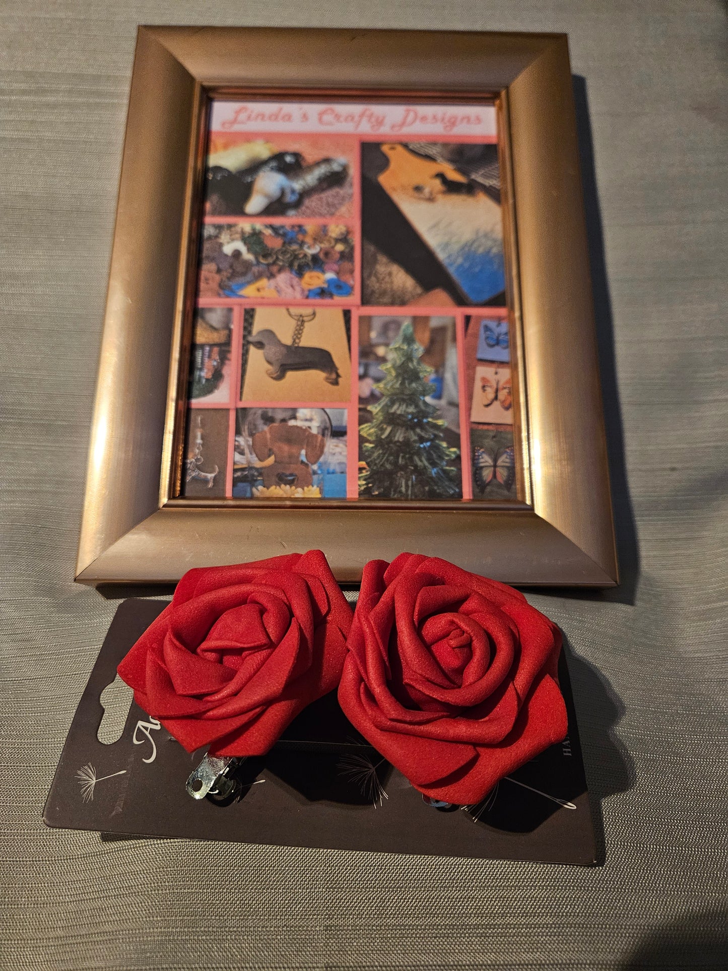 Metal Barrettes - Red Roses #106