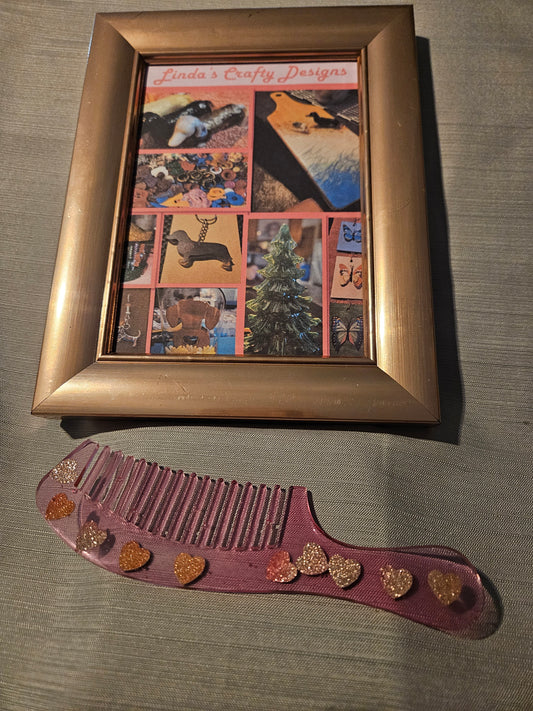 Resin Comb - Pink Hearts #115