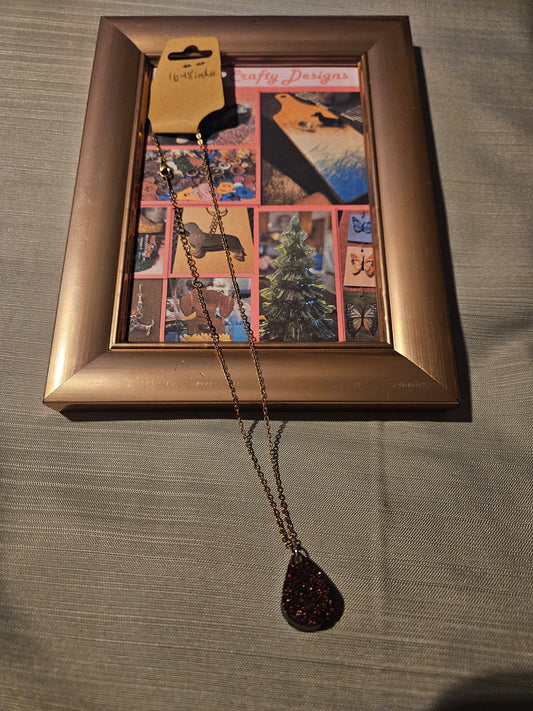 Resin/Metal Necklace - Purple Teardrop 16-18 inches #217