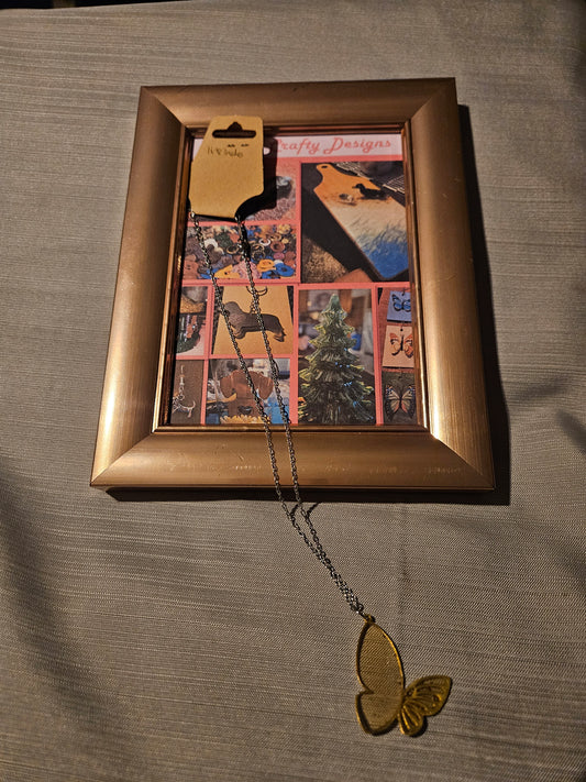 Resin/Metal Necklace - Yellow Butterfly #219