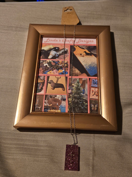 Resin/Metal Necklace - Glitter Cross #211