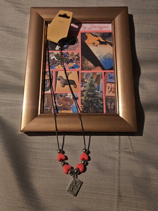 Plastic/Metal Necklace - Hearts and Music 18-20 inch #184
