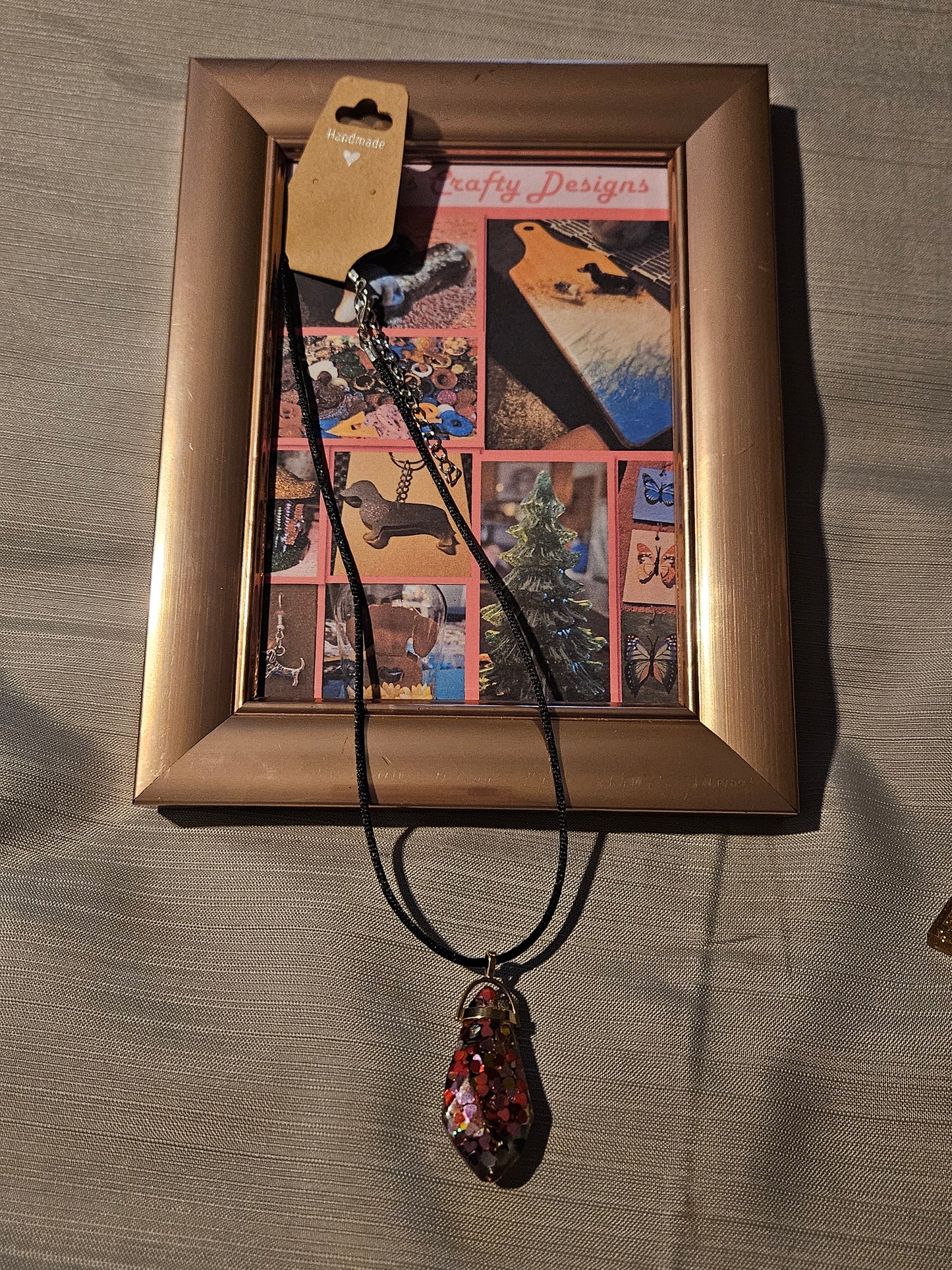 Resin/Leather Rope Necklace - Hearts in Rock  18-20 inch #206