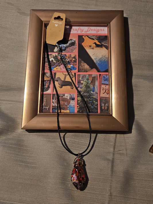 Resin/Leather Rope Necklace - Hearts in Rock  18-20 inch #206
