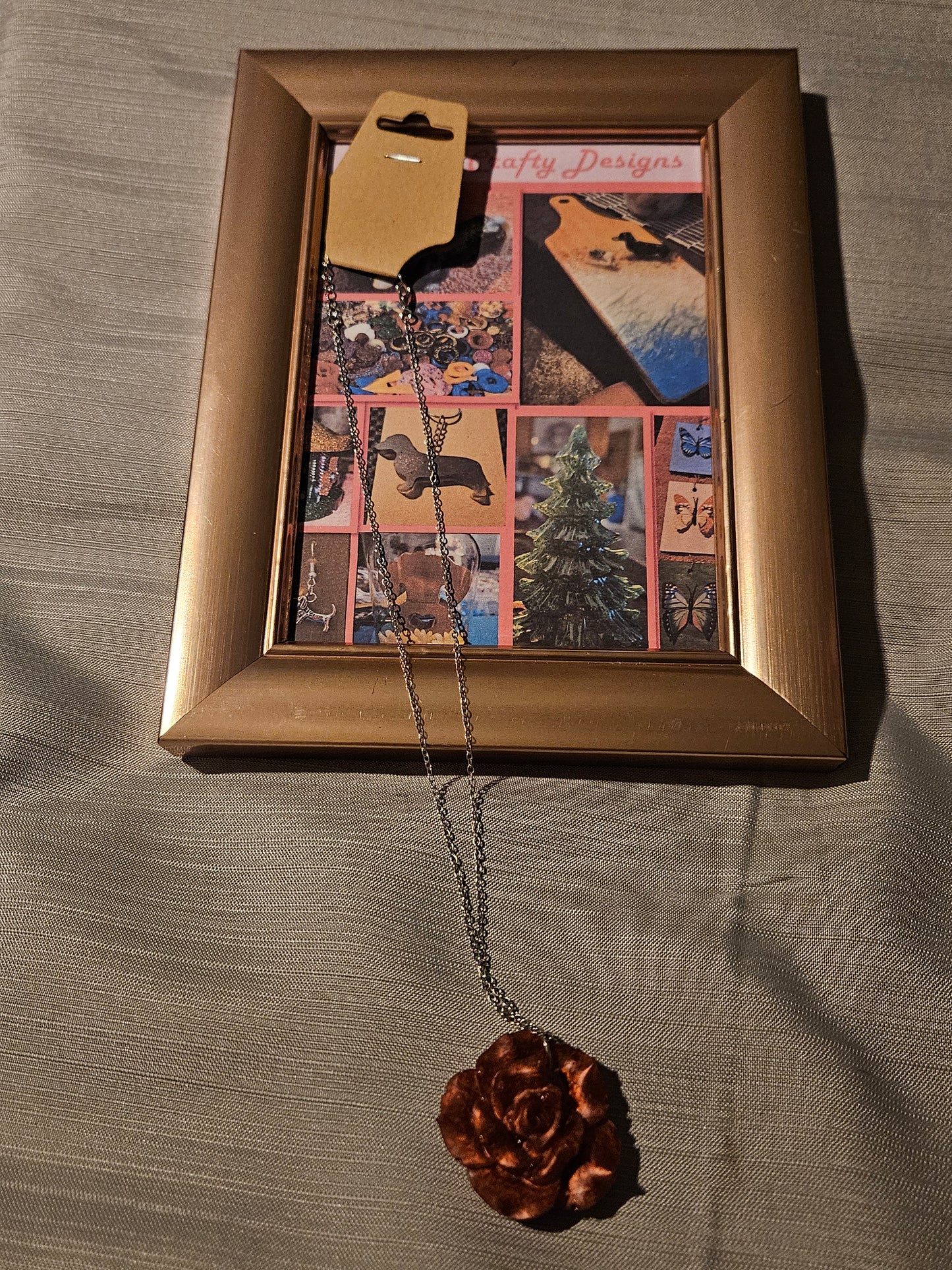 Resin/Metal Necklace - Bronze Rose #215