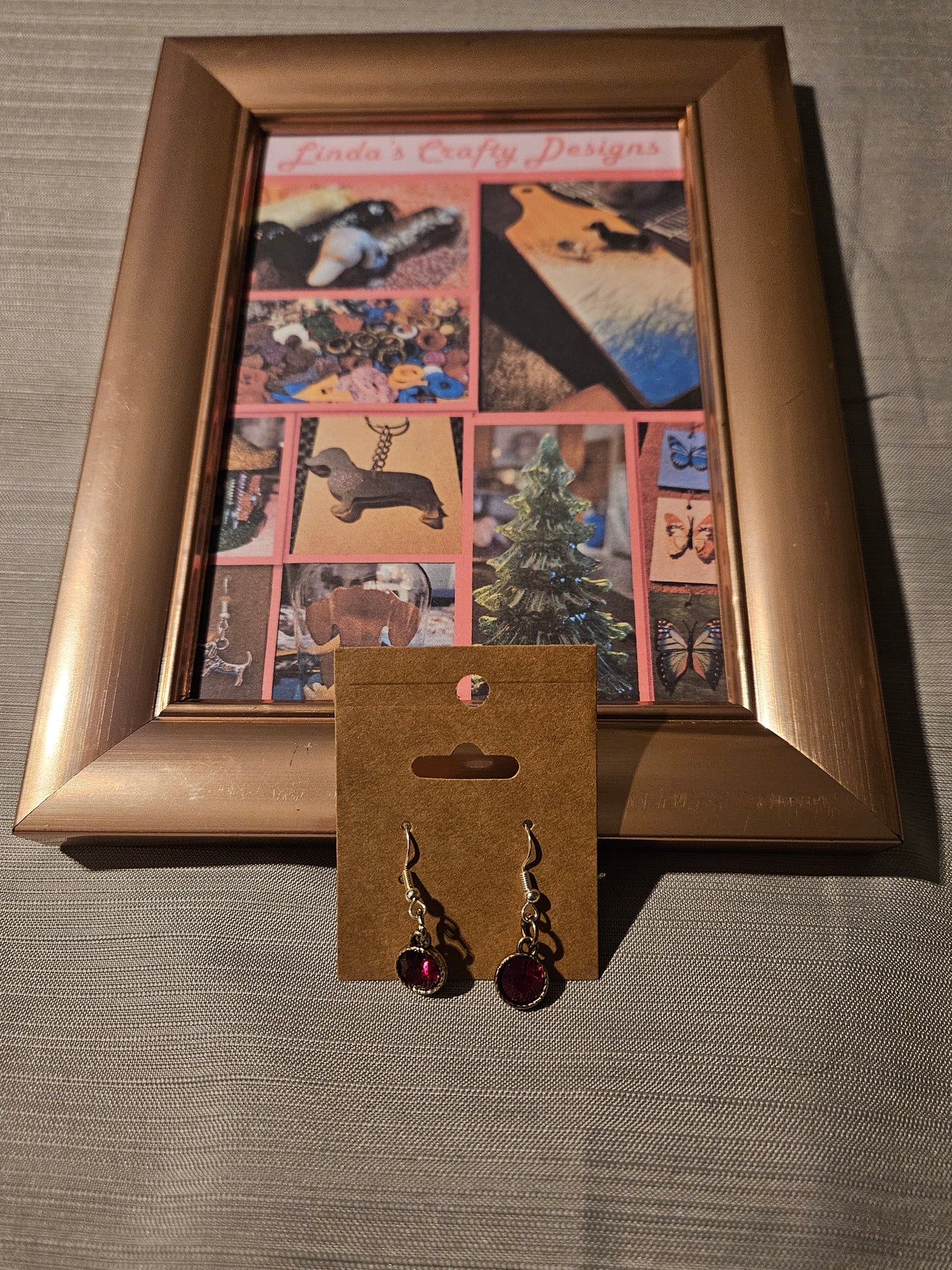 Metal Earrings (Hook) - Garnet #370