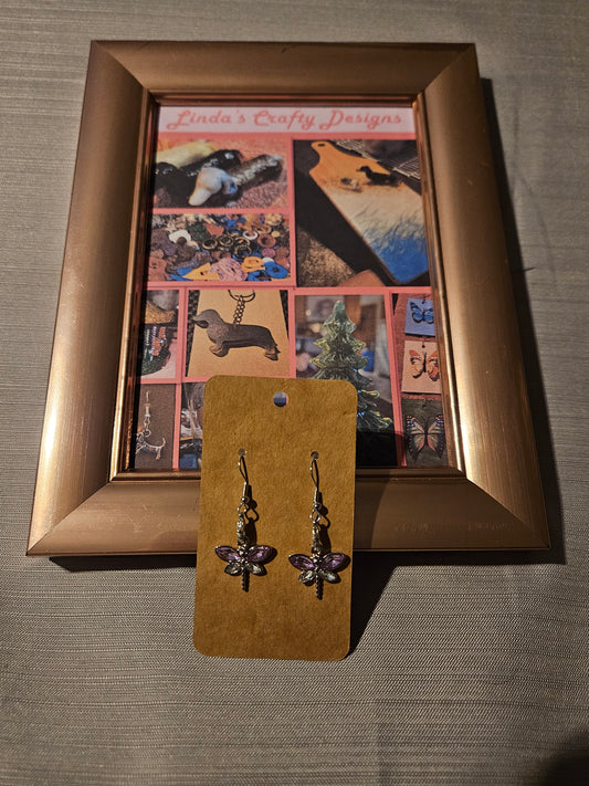 Metal Earrings (Hook) - Dragonflies #303