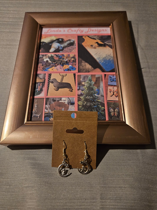 Metal Earrings (Hook) - Bunnies on Moons #350